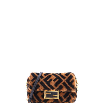 Fendi Baguette NM Bag Zucca Shearling Mini