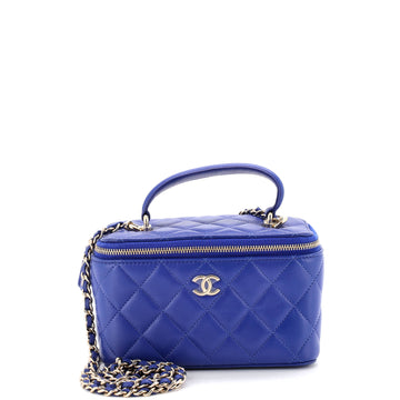 Chanel Classic Top Handle Vanity Case with Chain Quilted Lambskin Small