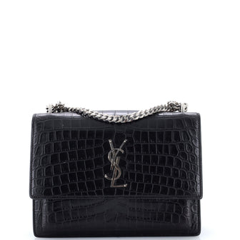 Saint Laurent Sunset Crossbody Bag Crocodile Embossed Leather Medium