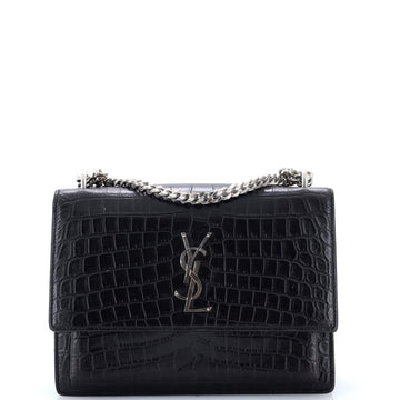 Saint Laurent Sunset Crossbody Bag Crocodile Embossed Leather Medium