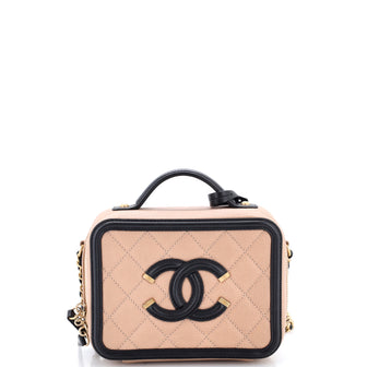 Chanel Filigree Vanity Case Quilted Caviar Small