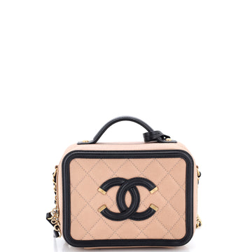 Chanel Filigree Vanity Case Quilted Caviar Small