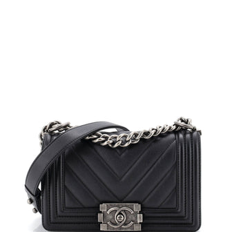 Chanel Boy Flap Bag Chevron Calfskin Small