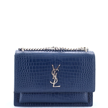 Saint Laurent Sunset Crossbody Bag Crocodile Embossed Leather Medium