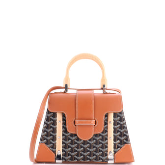 Goyard Saigon Top Handle Bag Coated Canvas with Leather PM