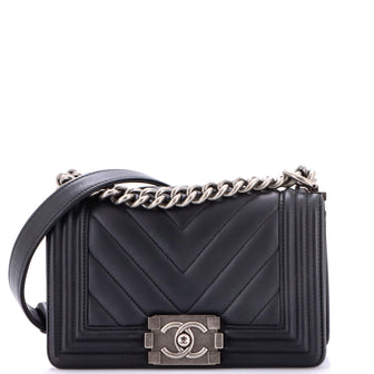 Chanel Boy Flap Bag Chevron Calfskin Small