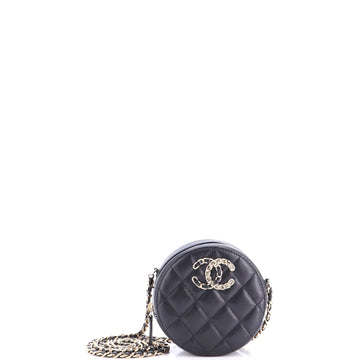 Chanel French New Wave Round Clutch with Chain Quilted Caviar