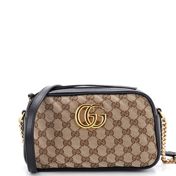 Gucci GG Marmont Shoulder Bag Diagonal Quilted GG Canvas with Leather Small