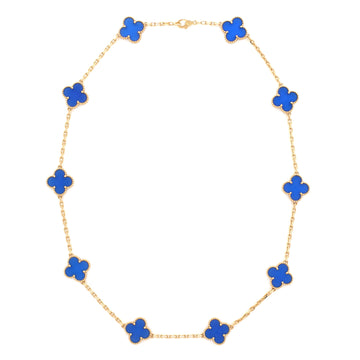 Van Cleef & Arpels Vintage Alhambra 10 Motifs Necklace 18K Yellow Gold and Agate
