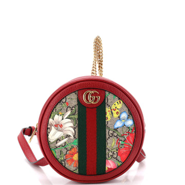 Gucci Ophidia Round Backpack Flora GG Coated Canvas Mini