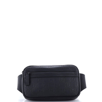 Gucci Front Zip Belt Bag GG Rubber Effect Leather
