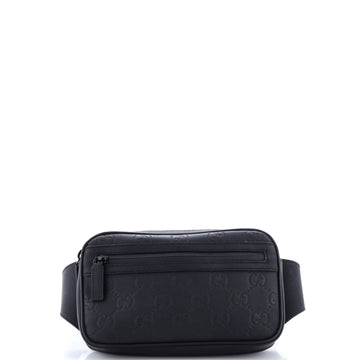 Gucci Front Zip Belt Bag GG Rubber Effect Leather