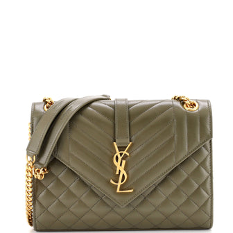 Saint Laurent Classic Monogram Envelope Satchel Mixed Matelasse Leather Medium