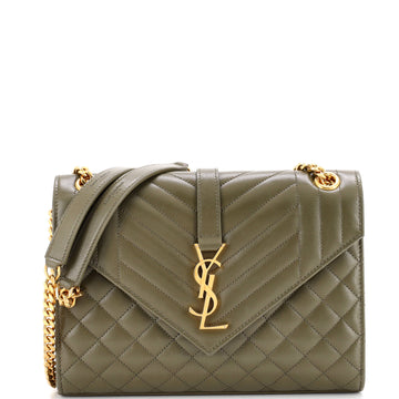 Saint Laurent Classic Monogram Envelope Satchel Mixed Matelasse Leather Medium