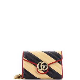 Gucci GG Marmont Chain Wallet Diagonal Quilted Leather Mini