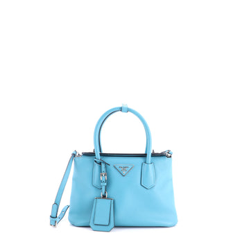 Prada Turnlock Cuir Twin Tote Saffiano Leather Mini