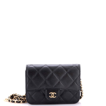 Chanel Classic Flap Chain Belt Bag Quilted Caviar Mini