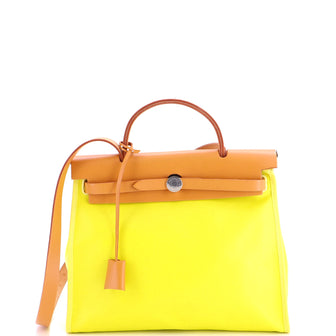 Hermes Herbag Zip Berline Vache Canvas and Leather 31