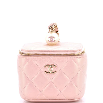 Chanel Classic Pearl Vanity Case with Chain Quilted Caviar Mini