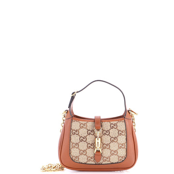 Gucci Jackie 1961 Chain Hobo Crystal Embellished GG Canvas Mini