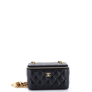 Chanel Classic Vanity Case with Resin Pearl Chain Quilted Lambskin Small