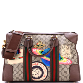 Gucci Courrier Carry On Convertible Duffle GG Coated Canvas with Applique Small