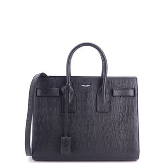 Saint Laurent Sac de Jour NM Bag Crocodile Embossed Leather Small
