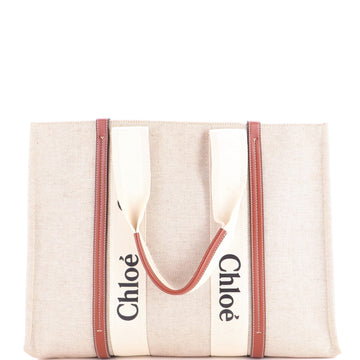 Chloe Woody Tote Canvas with Leather Large