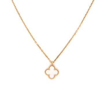 Van Cleef & Arpels Sweet Alhambra Pendant Necklace 18K Yellow Gold and Mother of Pearl