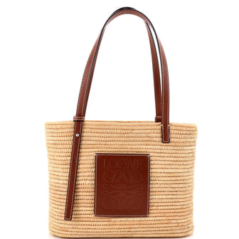 Loewe Square Basket Tote Woven Raffia Small