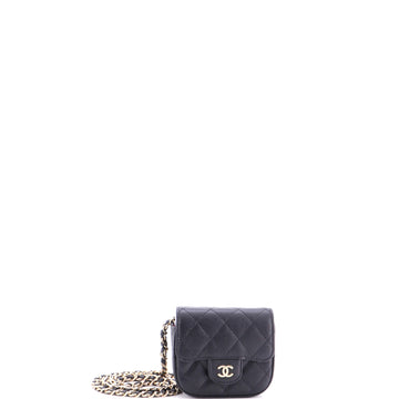 Chanel Classic Square Flap Clutch with Chain Quilted Caviar Mini