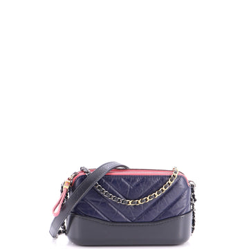 Chanel Gabrielle Double Zip Clutch with Chain Chevron Aged Calfskin