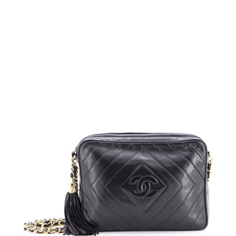 Chanel Vintage Diamond CC Camera Bag Chevron Lambskin Medium