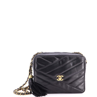 Chanel Vintage Front Pocket Camera Bag Chevron Lambskin Medium