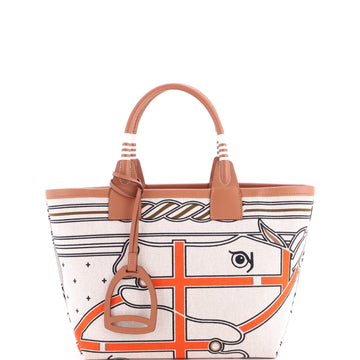 Hermes Sac Steeple Tote Printed Toile with Leather 28
