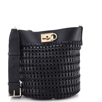Salvatore Ferragamo The Studio Bucket Bag Woven Leather