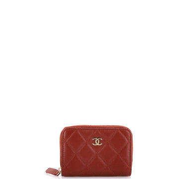 Chanel CC Zip Coin Purse Quilted Lambskin Small