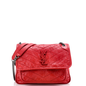 Saint Laurent Niki Chain Flap Bag Matelasse Chevron Leather Baby