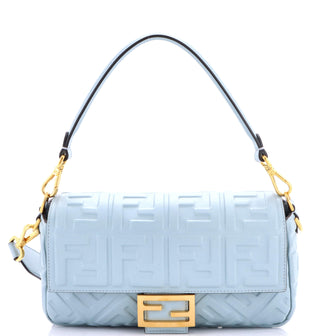 Fendi Baguette NM Bag Zucca Embossed Leather Medium