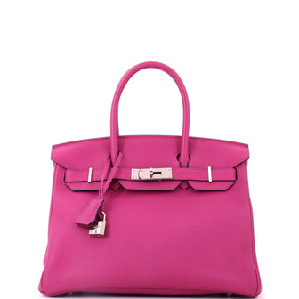 Hermes Birkin Handbag Pink Togo with Palladium Hardware 30