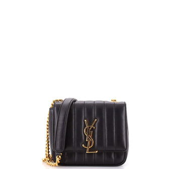 Saint Laurent Vicky Crossbody Bag Vertical Quilted Leather Small