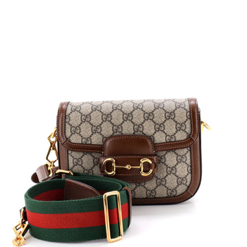 Gucci Horsebit 1955 Shoulder Bag GG Coated Canvas with Leather Mini
