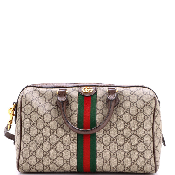 Gucci Ophidia Convertible Boston Bag GG Coated Canvas Small Brown