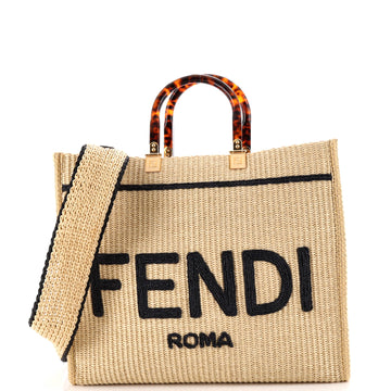 Fendi Sunshine Shopper Tote Woven Raffia Medium