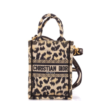 Christian Dior Book Tote Phone Bag Embroidered Canvas Mini