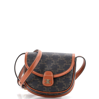 Celine Besace Flap Bag Triomphe Coated Canvas Mini