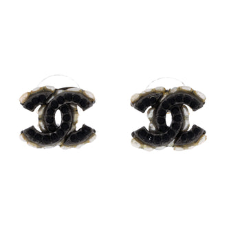 Chanel CC Stud Earrings Metal with Faux Pearls and Crystals