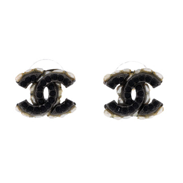 Chanel CC Stud Earrings Metal with Faux Pearls and Crystals