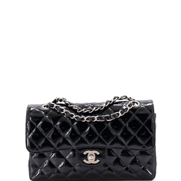 Chanel Vintage Classic Double Flap Bag Quilted Patent Small
