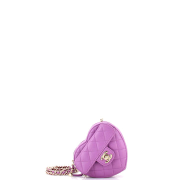 Chanel CC in Love Heart Clutch with Chain Quilted Lambskin